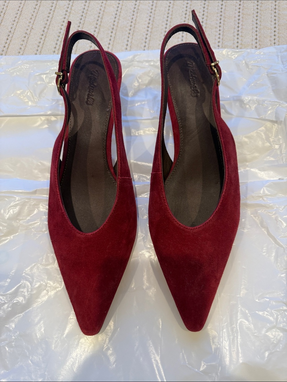 Madewell Women’s Burgundy Suede Pointed Slingback Mules-Size 9